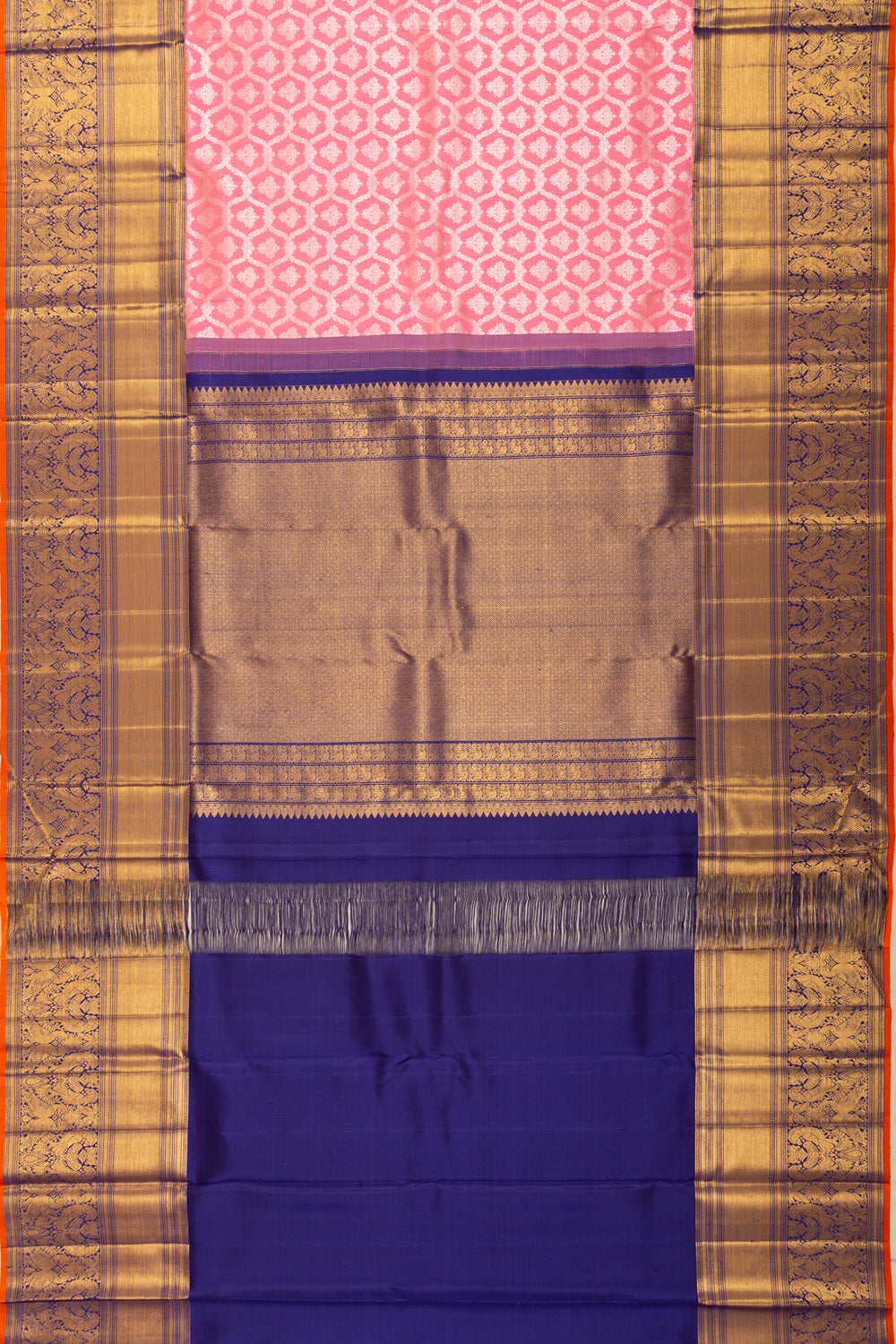 Kanchipuram Silk Brocade Pink Saree