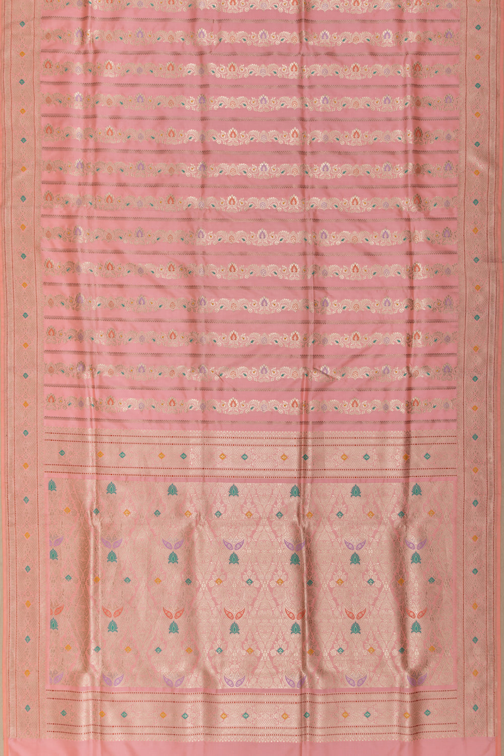 Banarasi Silk Vertical Lines Baby Pink Saree