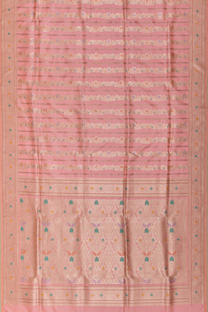 Banarasi Silk Vertical Lines Baby Pink Saree