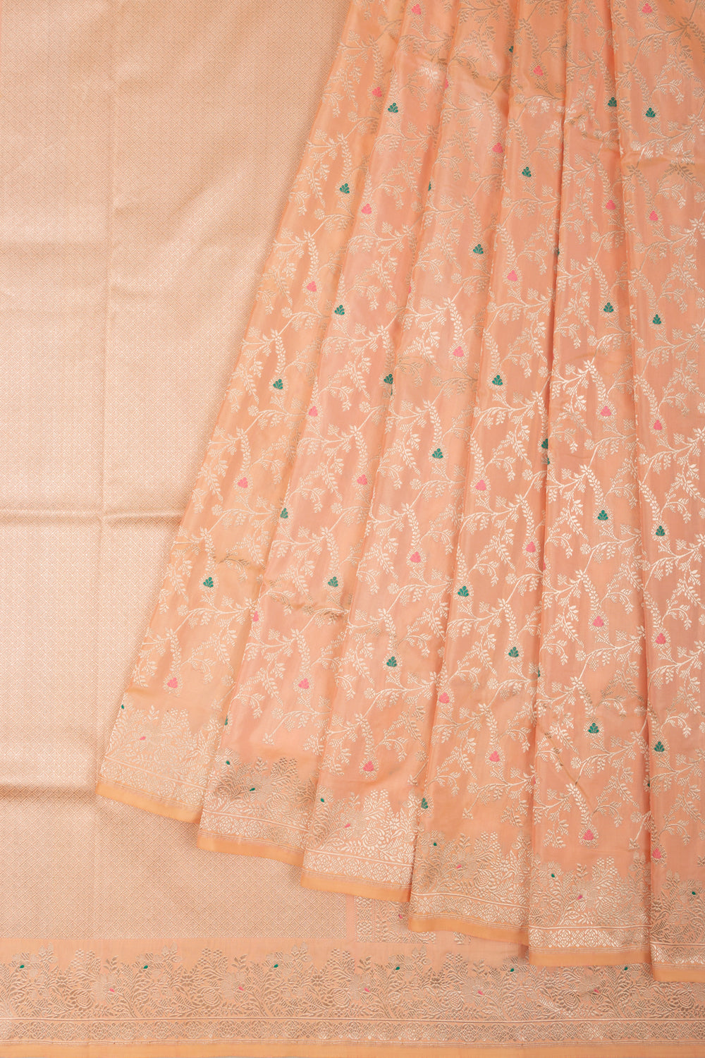 Banarasi Silk Kadwa Jaal Pastel Orange Saree