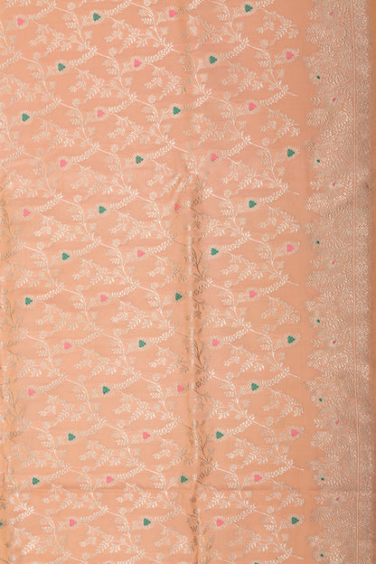 Banarasi Silk Kadwa Jaal Pastel Orange Saree DM