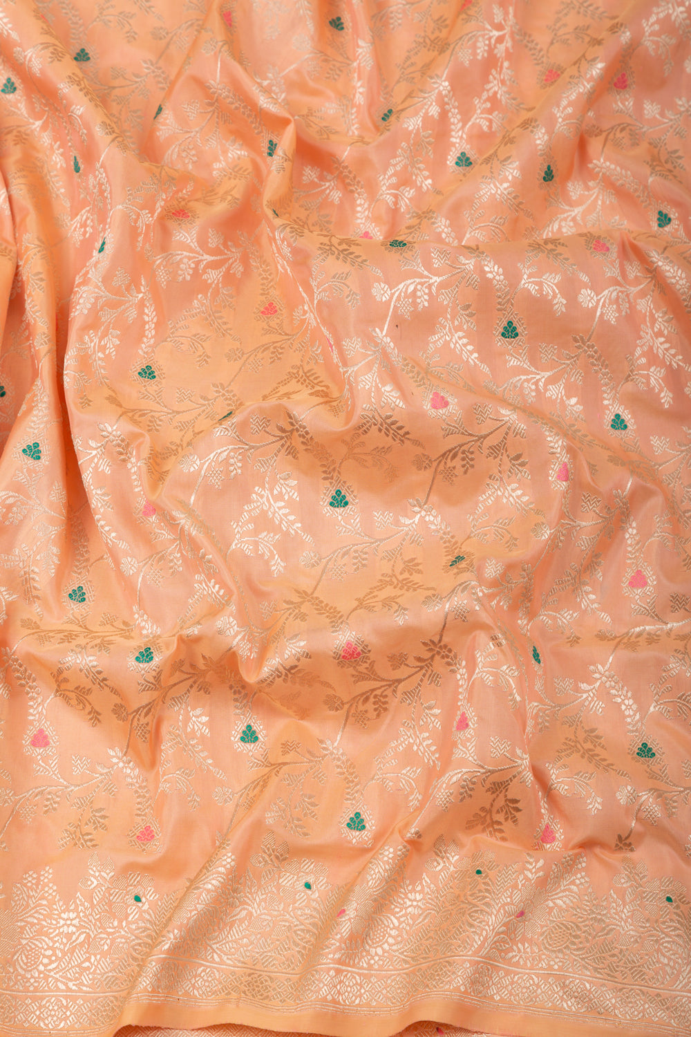 Banarasi Silk Kadwa Jaal Pastel Orange Saree