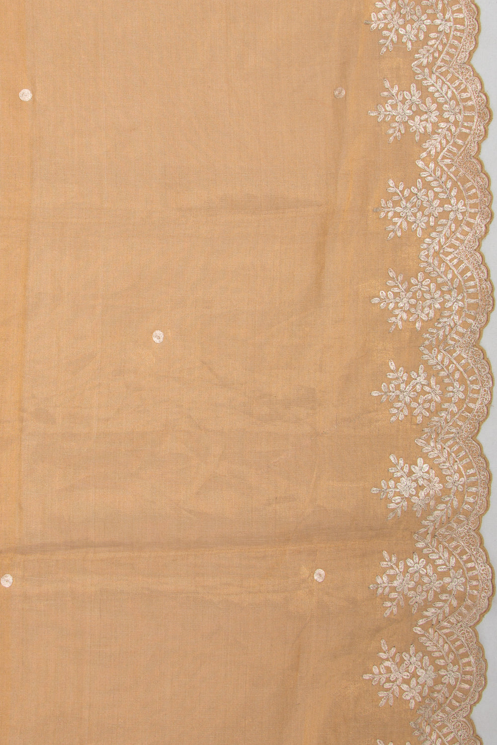 Tissue Soft Silk Butta Silver And Gold Saree With Scallop Border