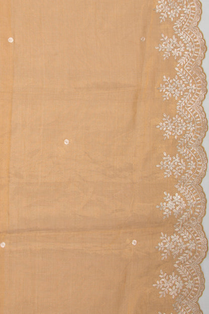Tissue Soft Silk Butta Silver And Gold Saree With Scallop Border