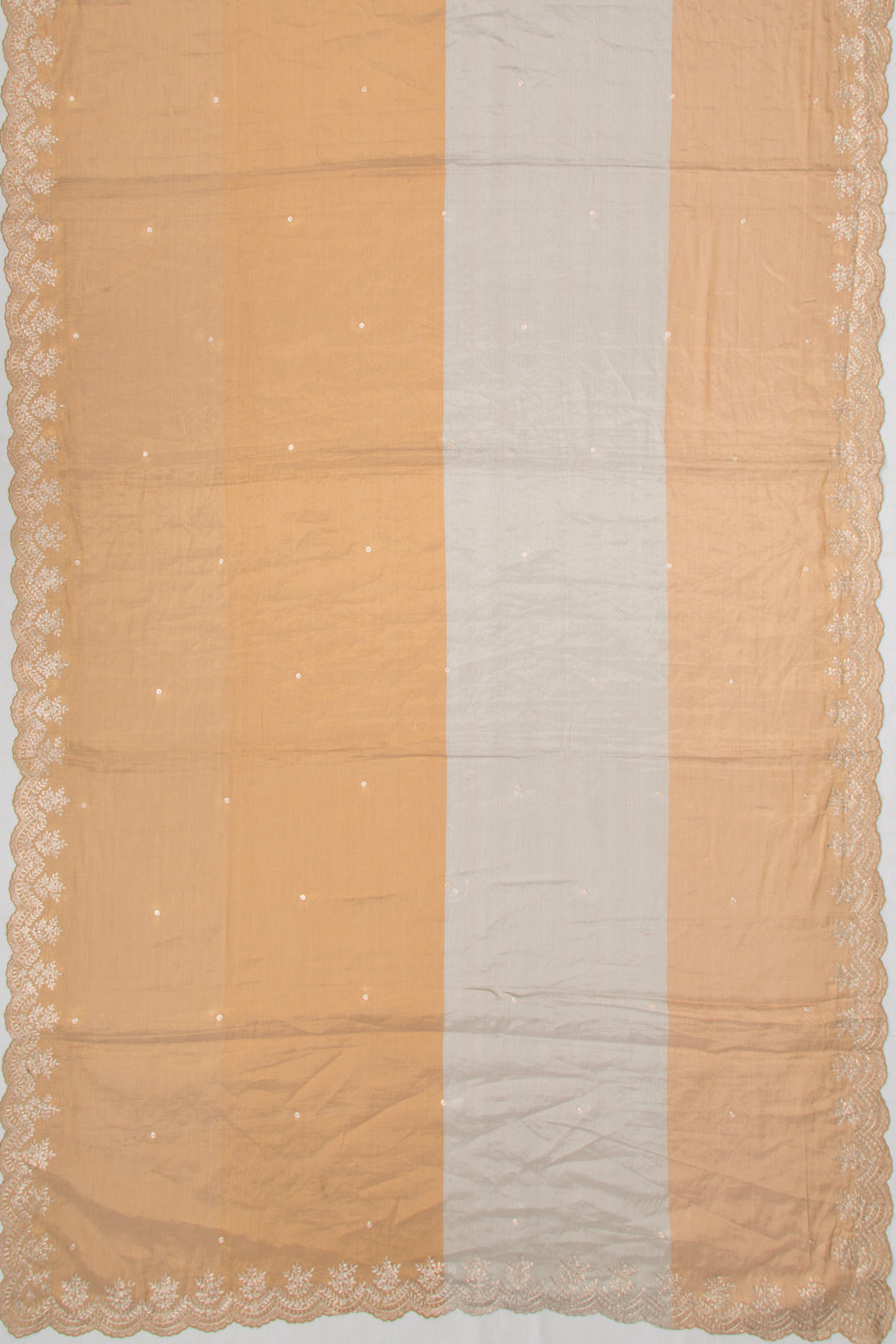 Tissue Soft Silk Butta Silver And Gold Saree With Scallop Border