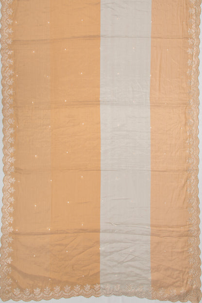 Tissue Soft Silk Butta Silver And Gold Saree With Scallop Border