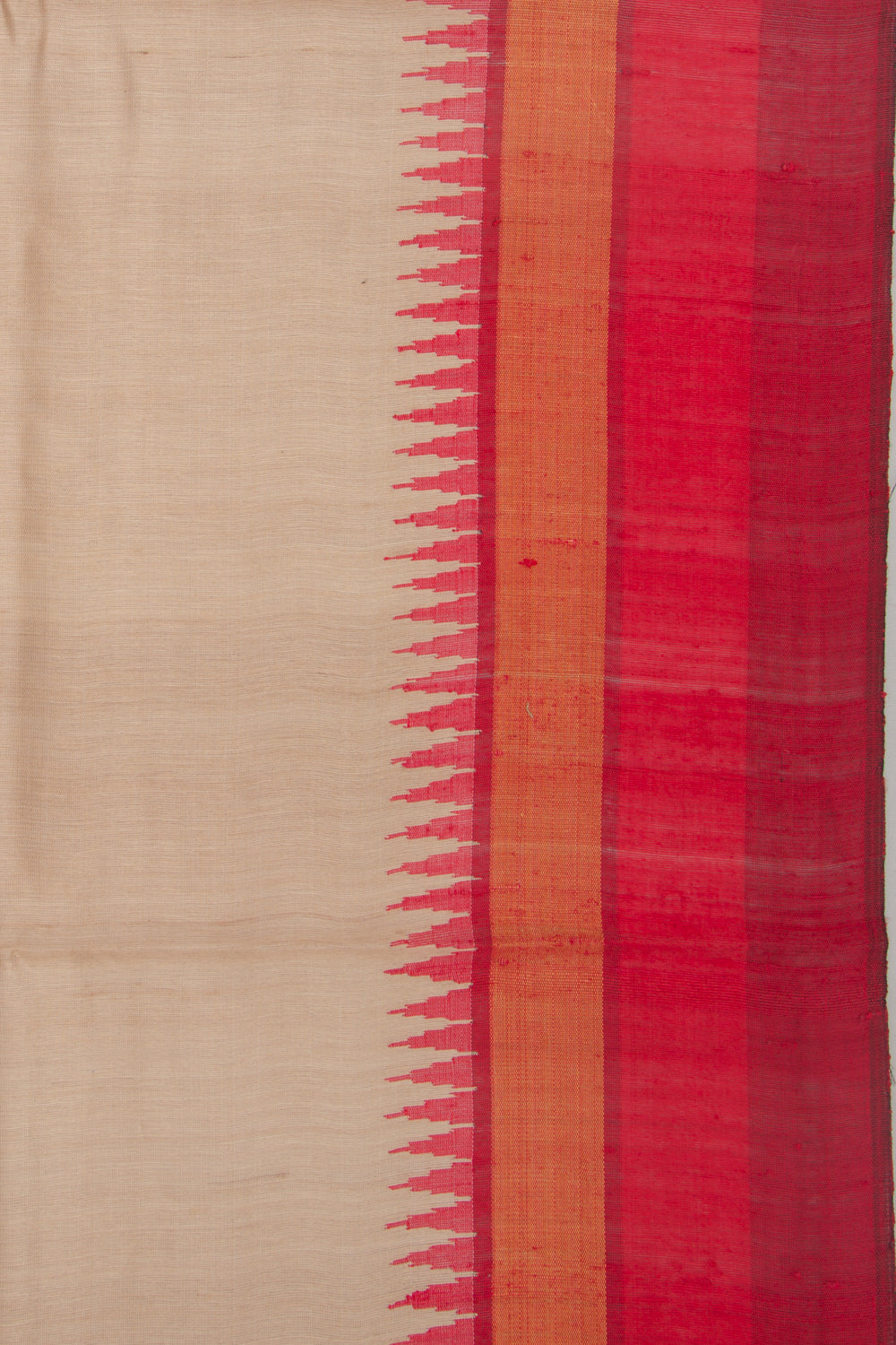 Tussar Plain Beige Saree