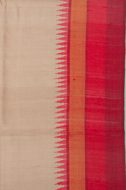 Tussar Plain Beige Saree