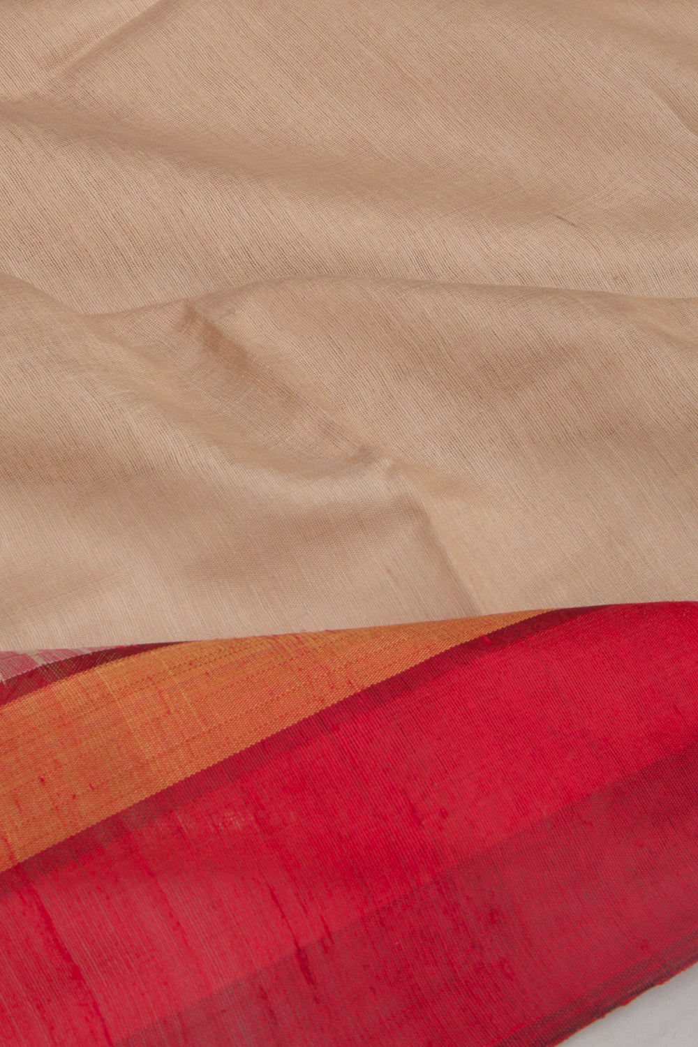Tussar Plain Beige Saree