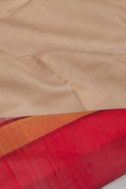 Tussar Plain Beige Saree