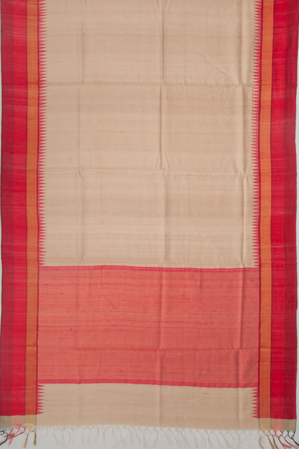 Tussar Plain Beige Saree
