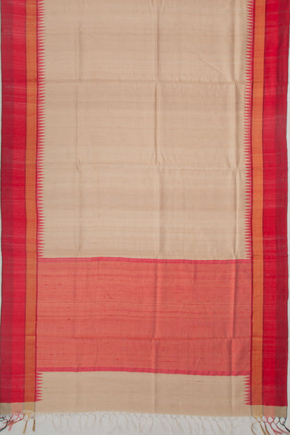 Tussar Plain Beige Saree