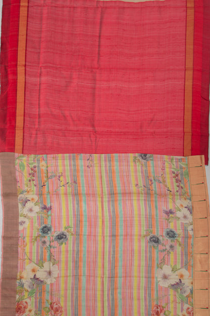 Tussar Plain Beige Saree