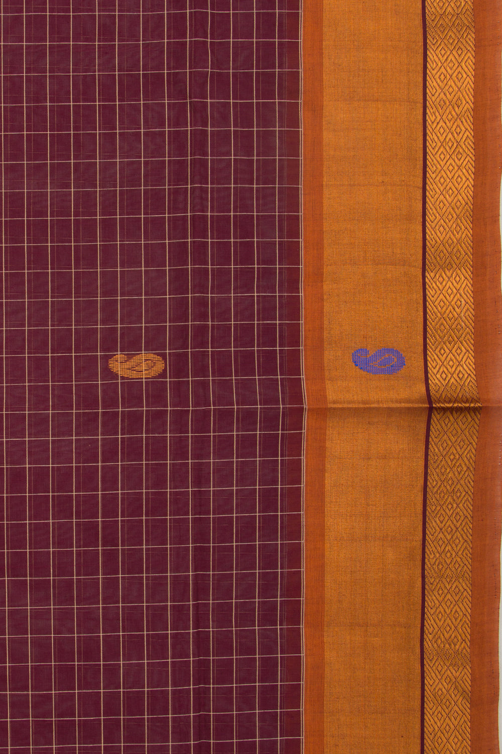 Chettinad Cotton Checks And Butta Purple Saree