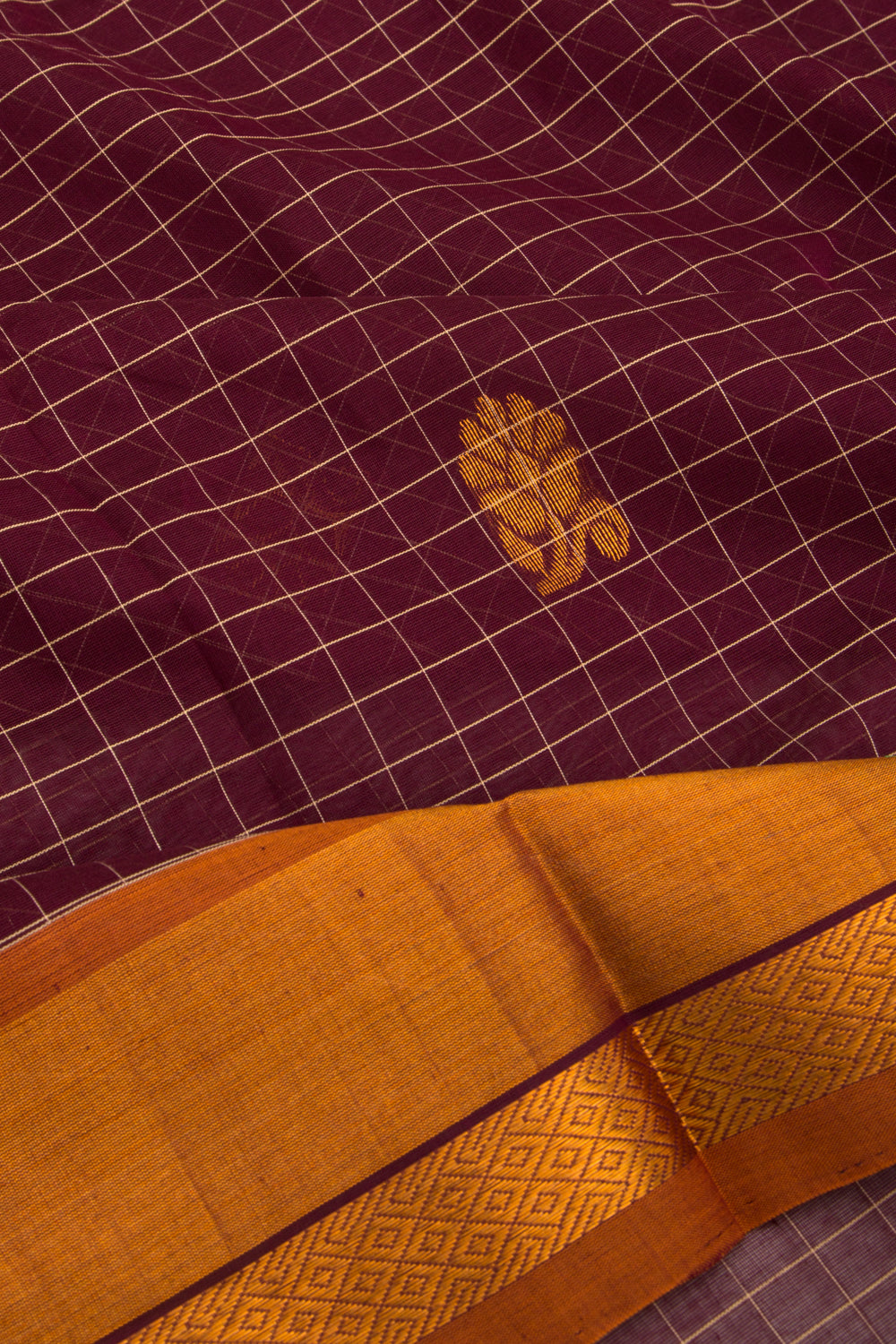Chettinad Cotton Checks And Butta Purple Saree