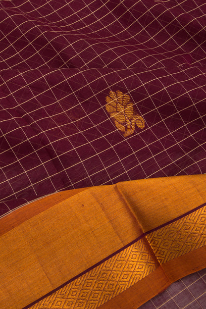 Chettinad Cotton Checks And Butta Purple Saree