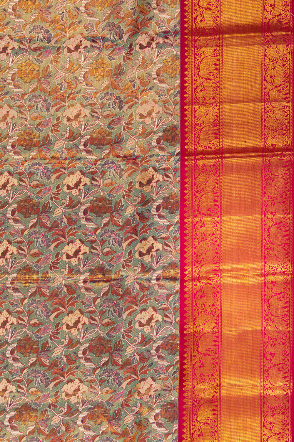 Kanchipuram Silk Tissue Jaal Blue Saree
