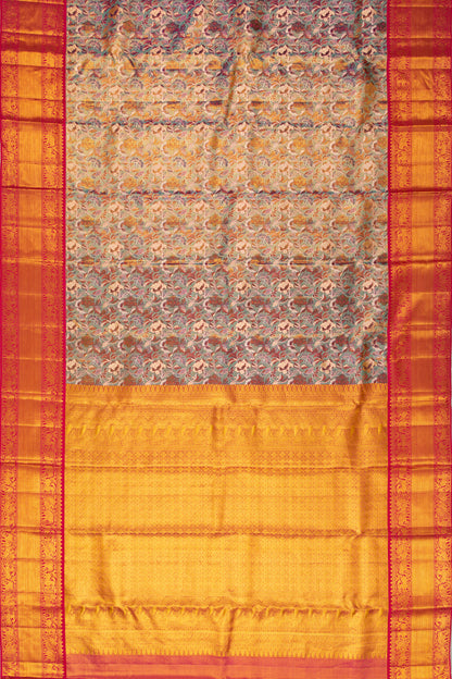 Kanchipuram Silk Tissue Jaal Blue Saree