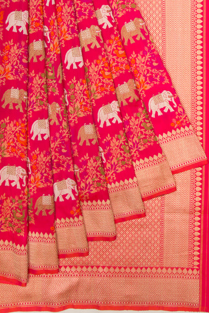 Banarasi Silk Kadwa Shikargha Jaal Red Saree