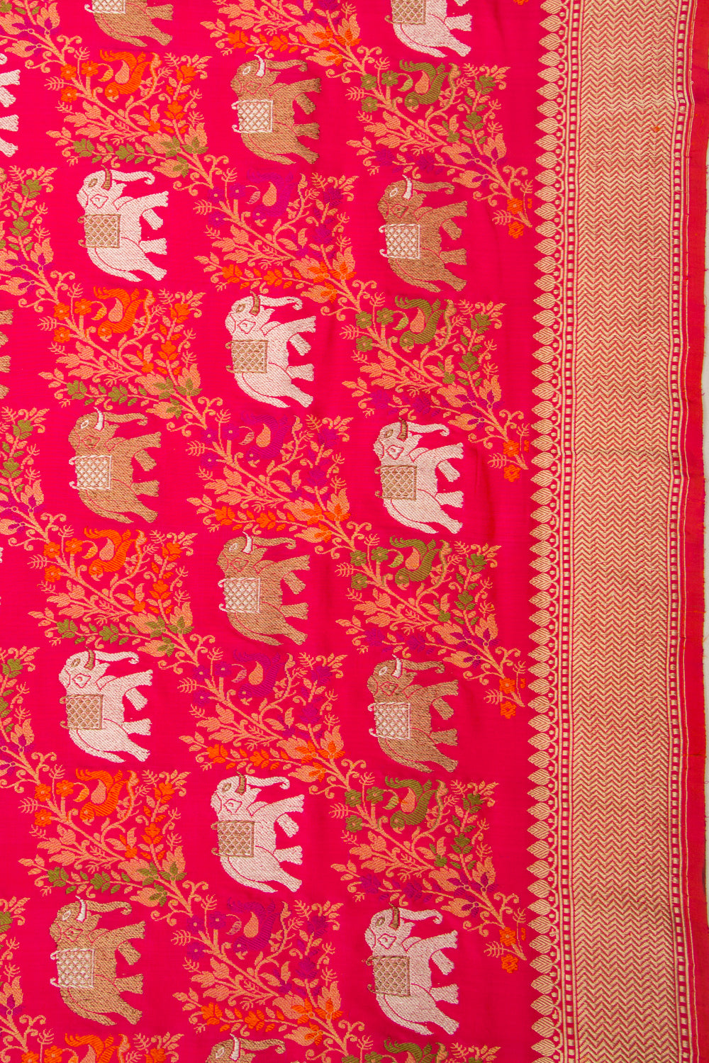 Banarasi Silk Kadwa Shikargha Jaal Red Saree