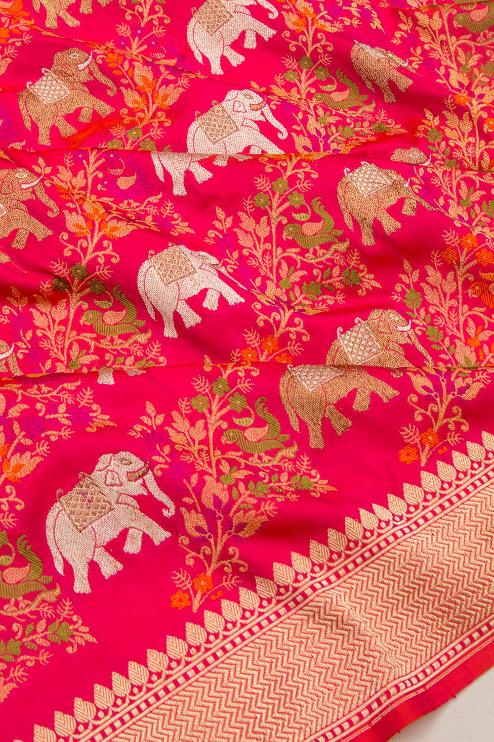 Banarasi Silk Kadwa Shikargha Jaal Red Saree