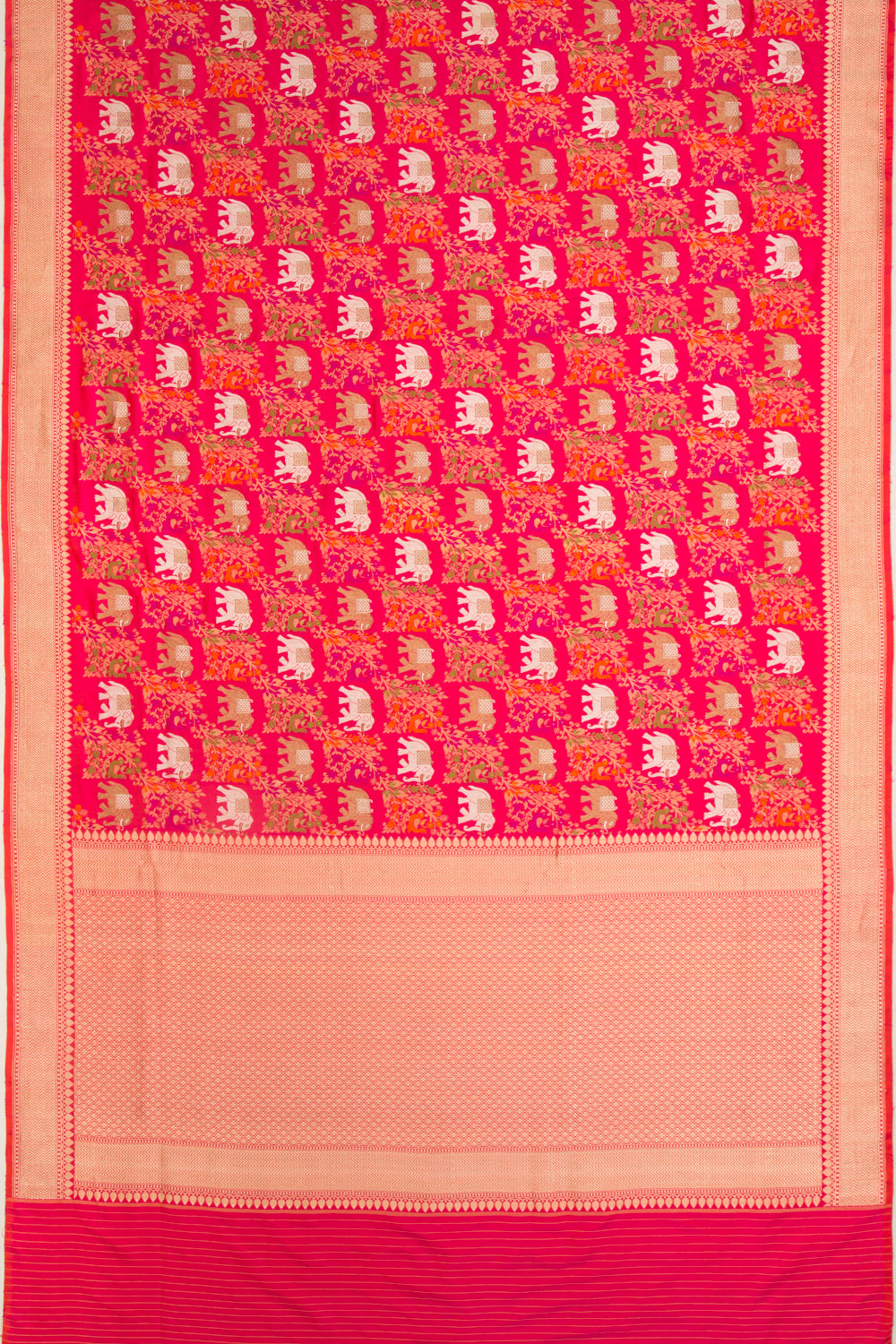Banarasi Silk Kadwa Shikargha Jaal Red Saree