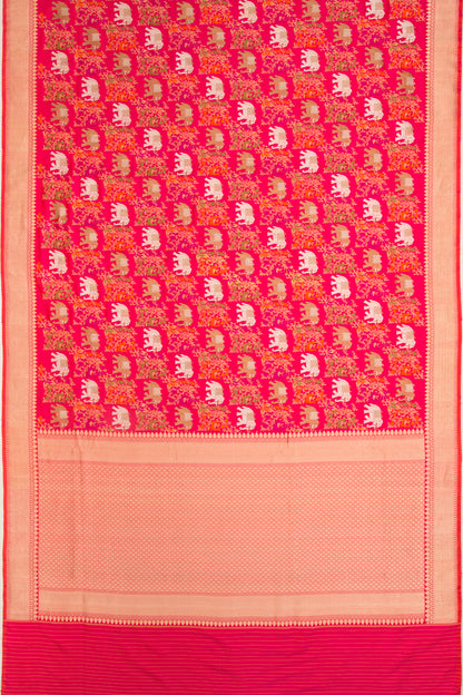 Banarasi Silk Kadwa Shikargha Jaal Red Saree