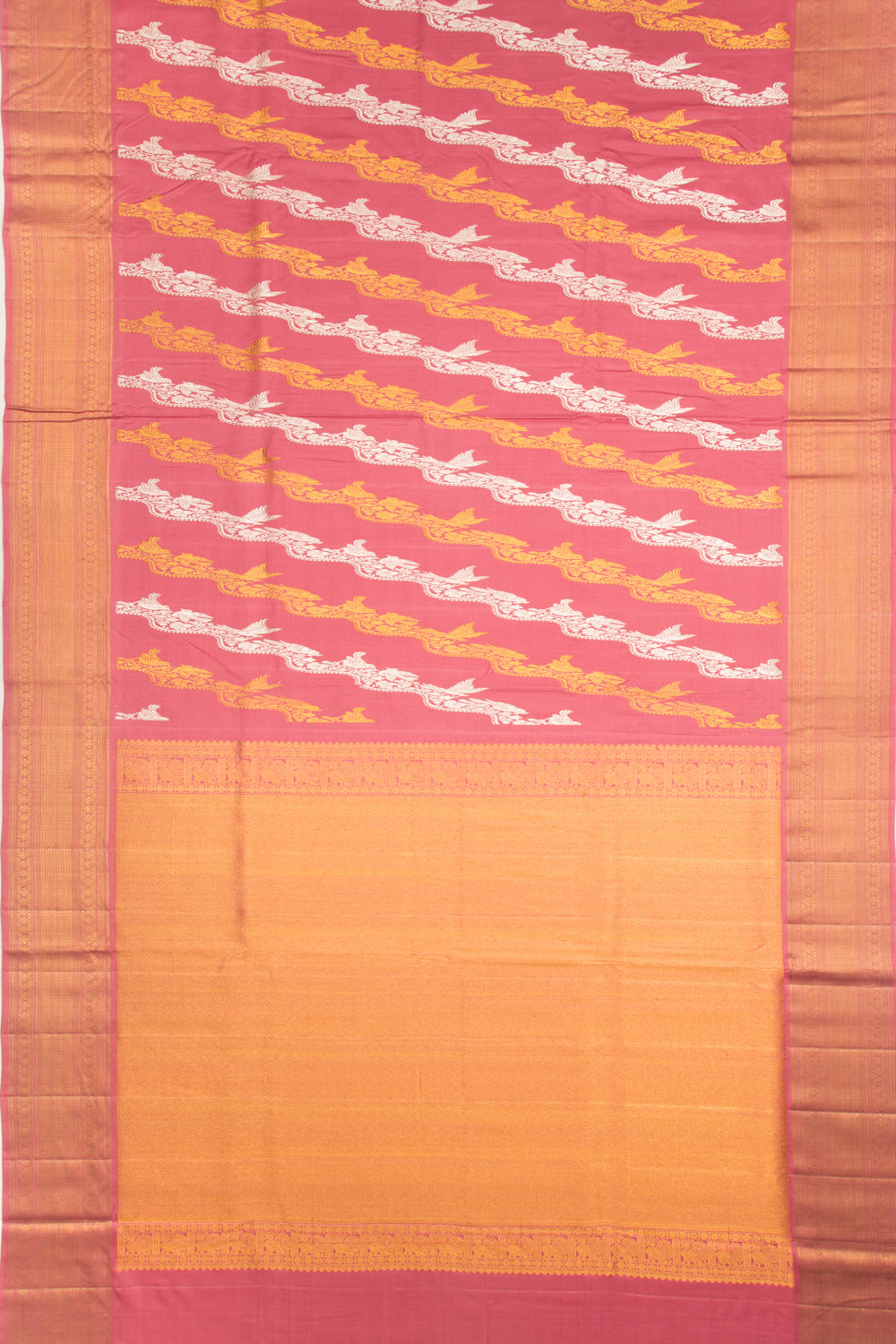 Kanchipuram Silk Jaal Peach Saree