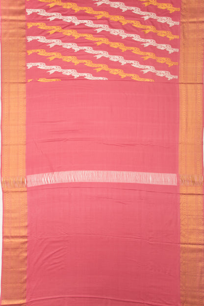Kanchipuram Silk Jaal Peach Saree-Not Allowed Online