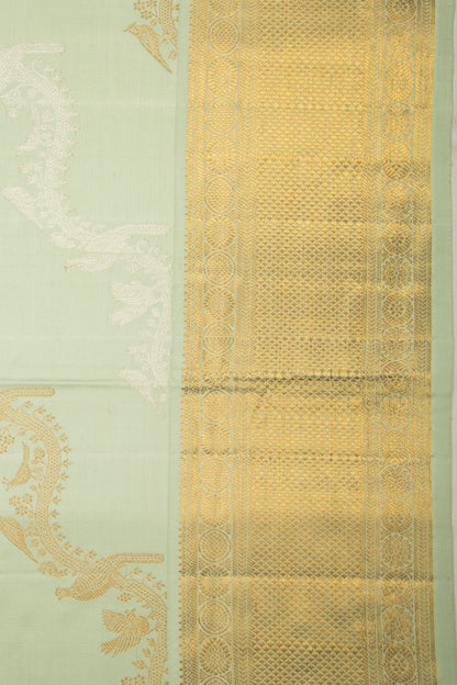 Kanchipuram Silk Jaal Pastel Green Saree-Not Allowed Online
