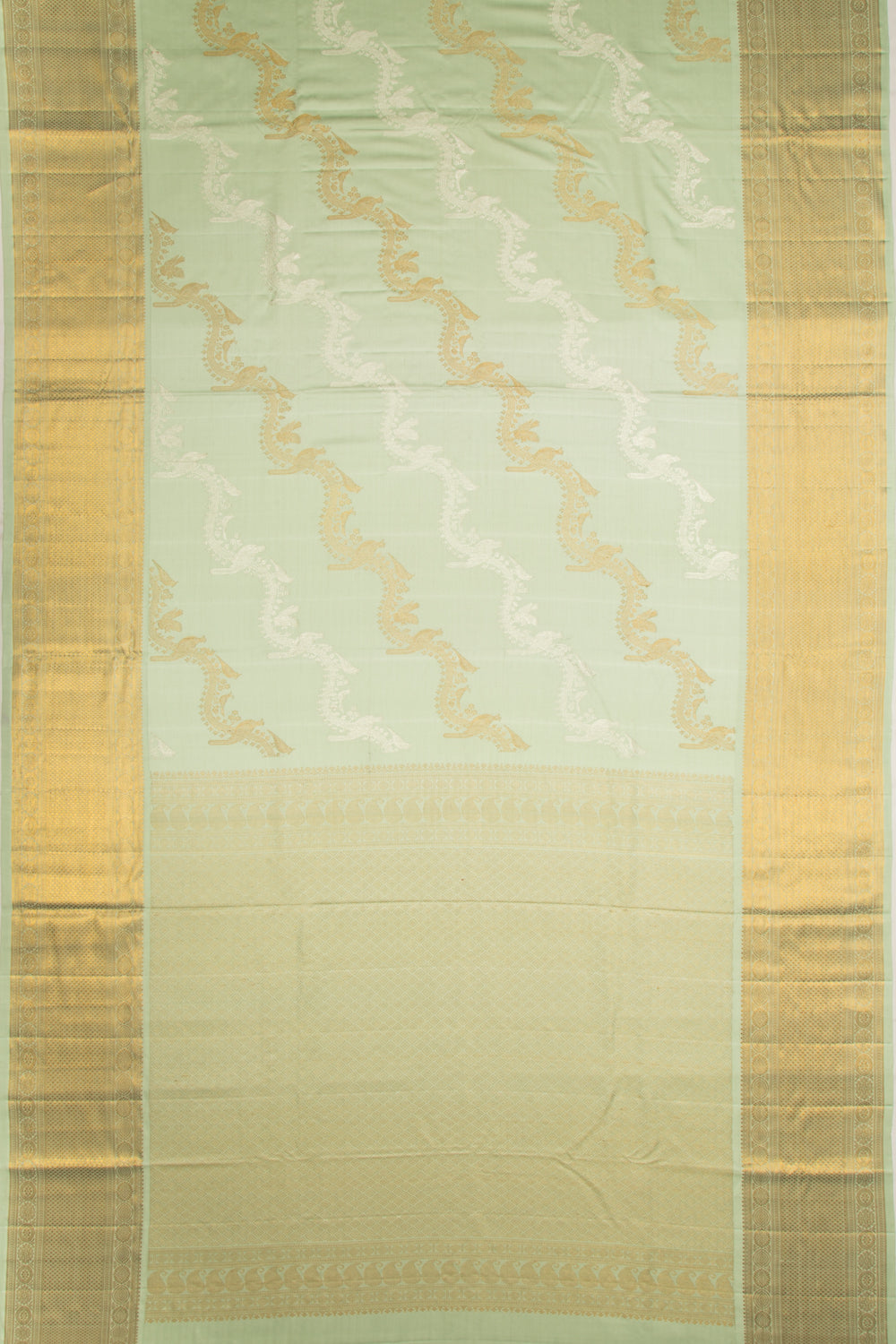 Kanchipuram Silk Jaal Pastel Green Saree