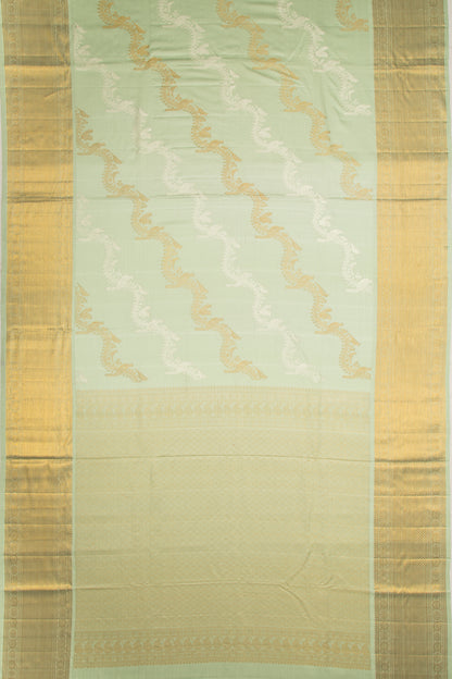 Kanchipuram Silk Jaal Pastel Green Saree