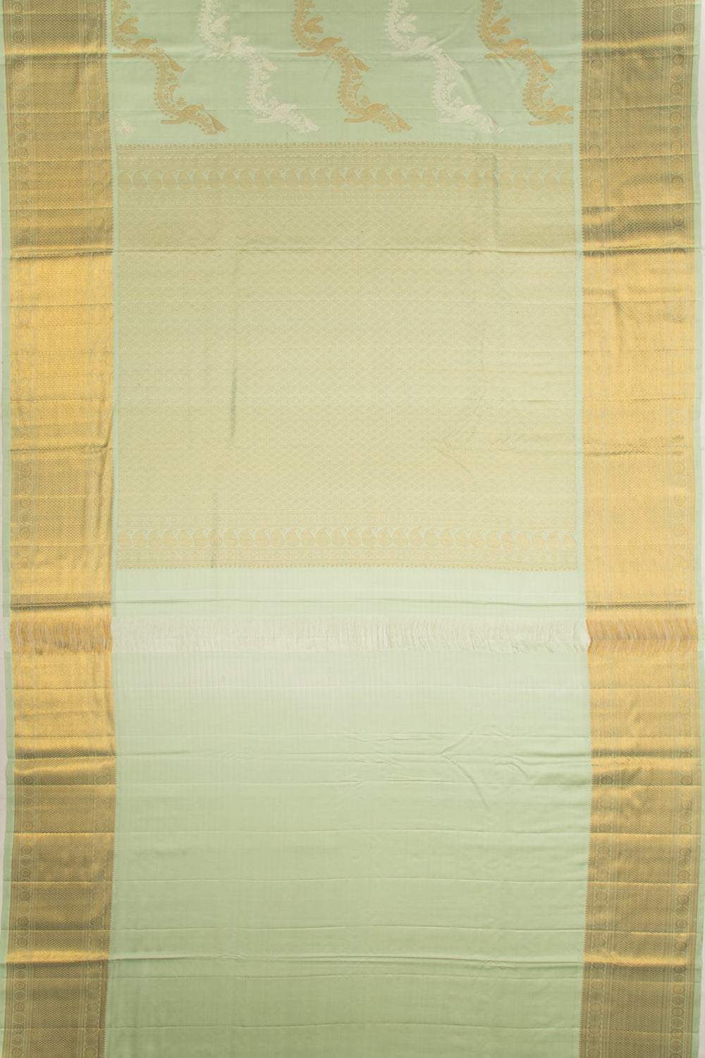 Kanchipuram Silk Jaal Pastel Green Saree-Not Allowed Online