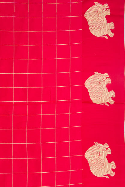 Banarasi Katan Silk Checks Red Saree