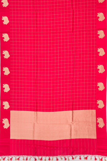 Banarasi Katan Silk Checks Red Saree