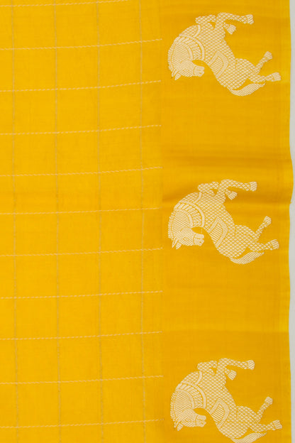 Banarasi Katan Silk Checks Yellow Saree
