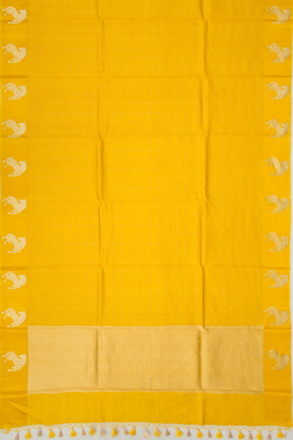 Banarasi Katan Silk Checks Yellow Saree