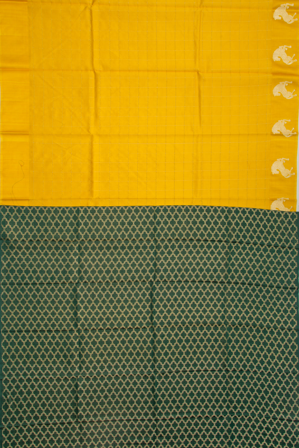 Banarasi Katan Silk Checks Yellow Saree