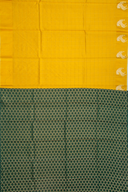 Banarasi Katan Silk Checks Yellow Saree