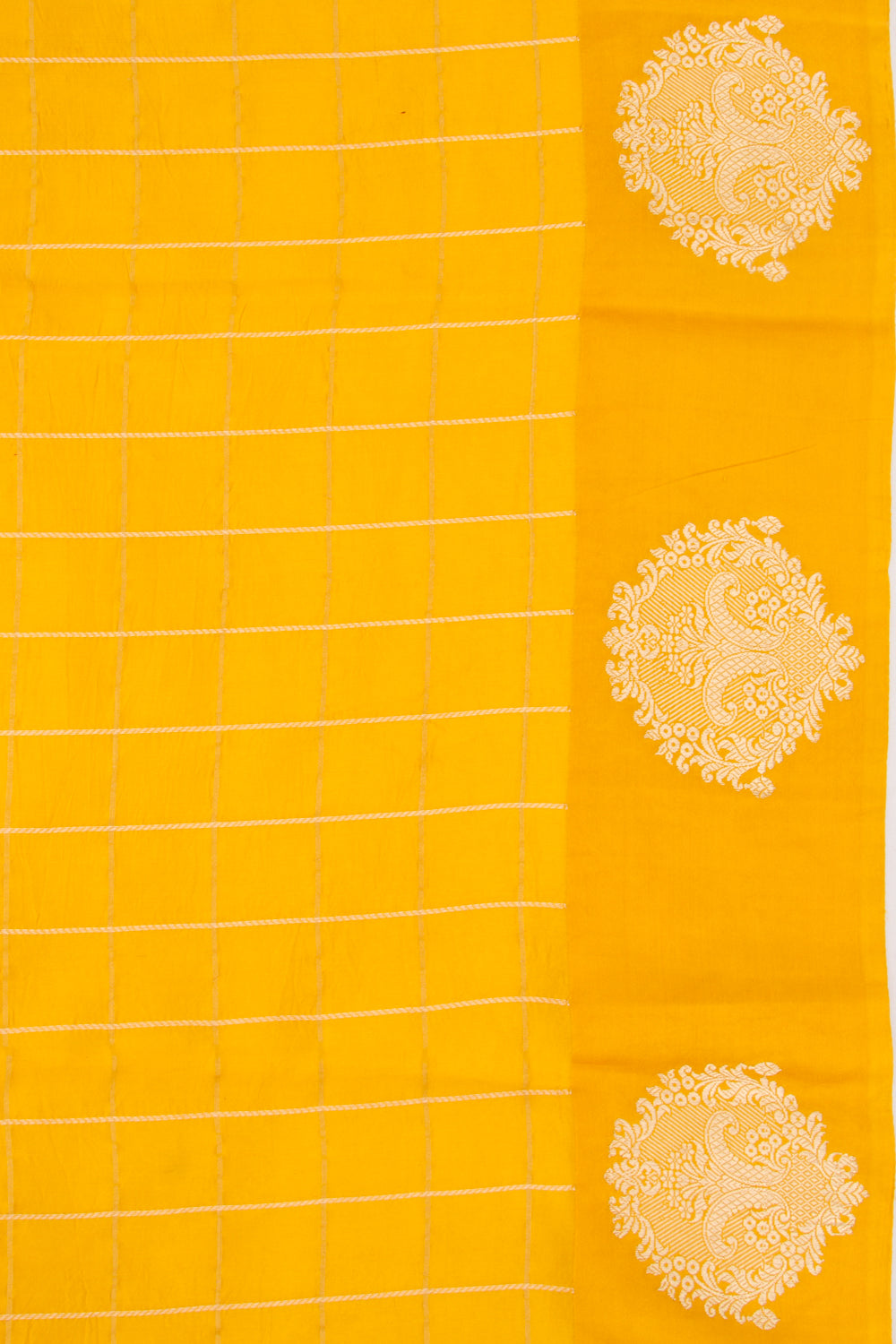 Banarasi Katan Silk Checks Yellow Saree