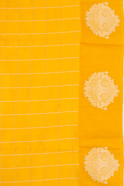 Banarasi Katan Silk Checks Yellow Saree