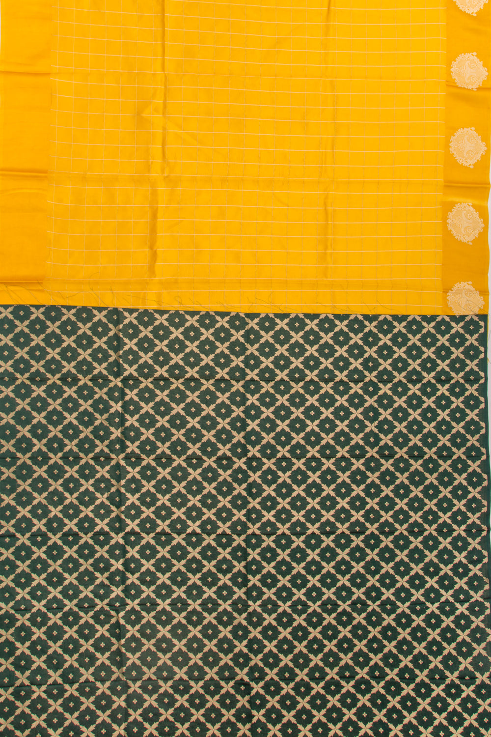 Banarasi Katan Silk Checks Yellow Saree