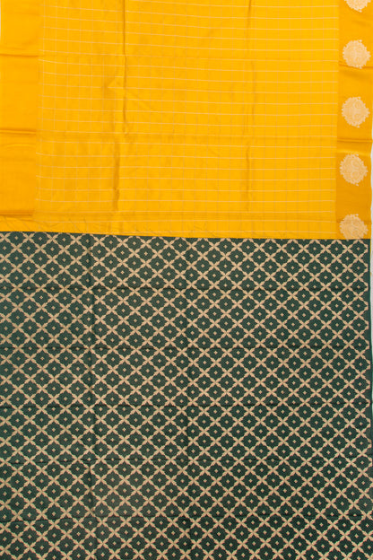 Banarasi Katan Silk Checks Yellow Saree