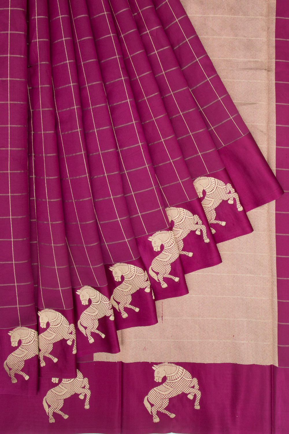 Banarasi Katan Silk Checks Purple Saree