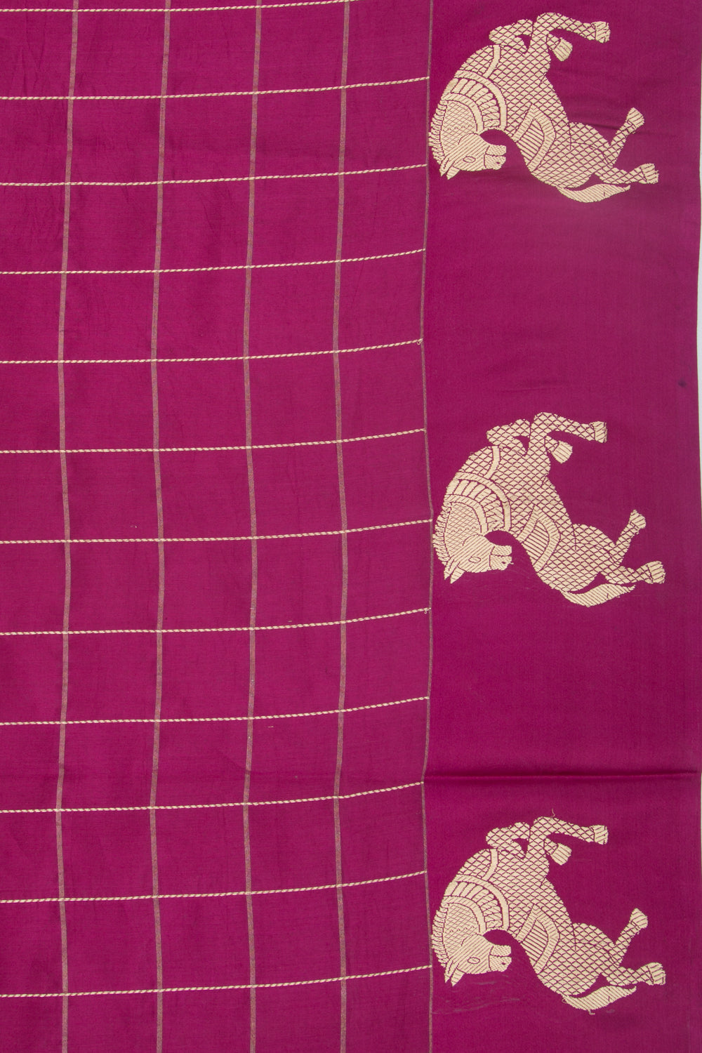 Banarasi Katan Silk Checks Purple Saree