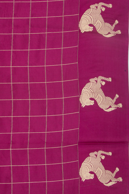 Banarasi Katan Silk Checks Purple Saree