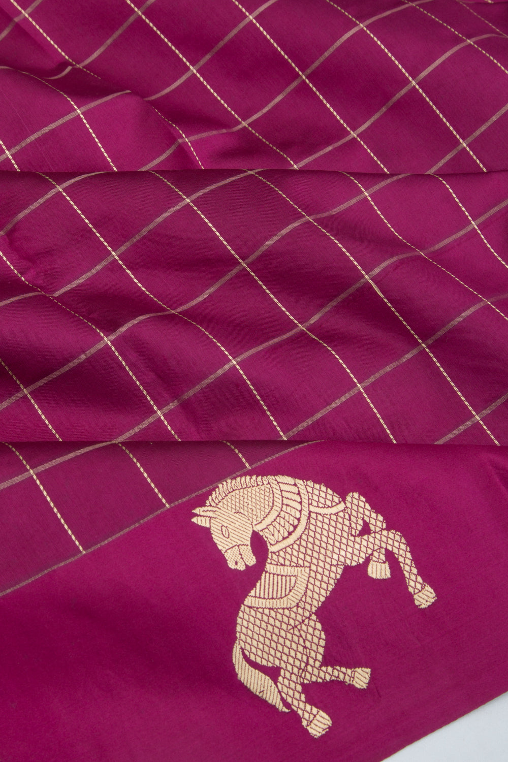 Banarasi Katan Silk Checks Purple Saree