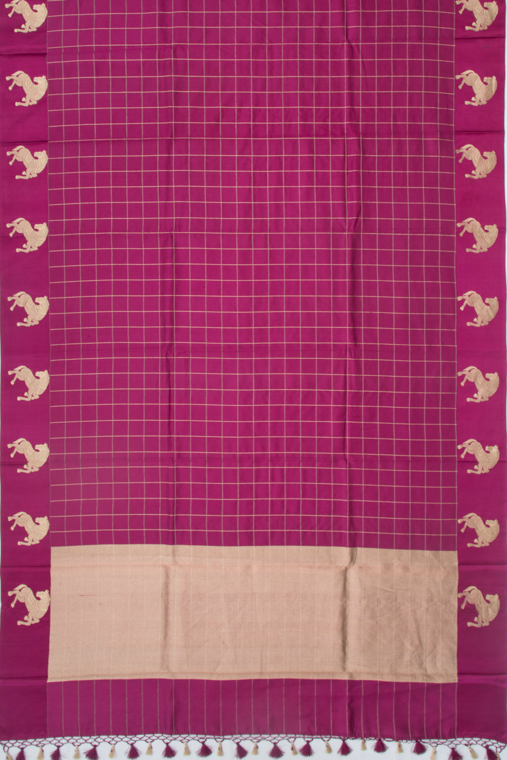 Banarasi Katan Silk Checks Purple Saree