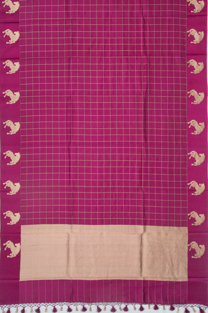 Banarasi Katan Silk Checks Purple Saree