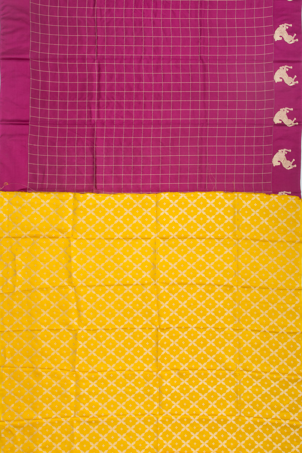 Banarasi Katan Silk Checks Purple Saree